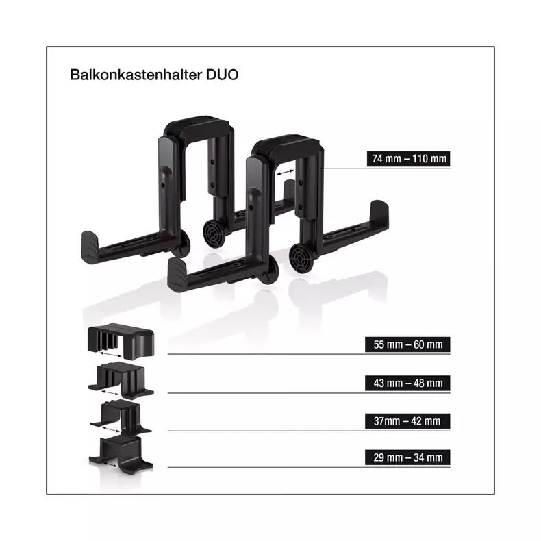 BALCONERA brackets DUO + adapter set Negru